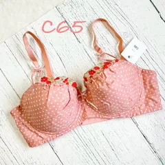 ピンクの水玉ブラジャー（C65）　R61