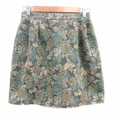 アナトリエ ANATELIER 台形スカート ミニ ツイード 総柄 ウール 36 S 緑 グリーン ベージュ /YK