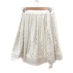ジルスチュアート JILL STUART フレアスカート ミニ 総レース 2 白 アイボリー ベージュ /MS