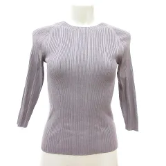 リランドチュール Rirandture ニット カットソー 長袖 リブ パールビーズ 2 M 紫 パープル グレー /MN