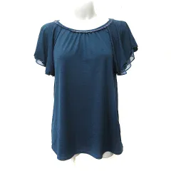 アクシーズファム axes femme チュニック 半袖 レース シフォン M 紺 ネイビー /YI