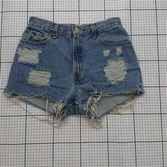 ◇ Θ リーバイス Levi's 550 ダメージデニムショートパンツ レディース Mサイズ ブルー系 E  【1511110042471】