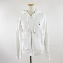 ポロ ラルフローレン POLO RALPH LAUREN パーカー ジップアップ 裏起毛 長袖 白 M *A118