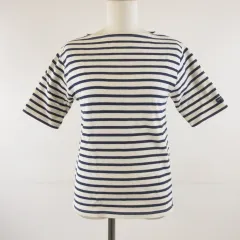 セントジェームス SAINT JAMES カットソー Tシャツ 半袖 ボーダー オフホワイト 白 紺 *T368