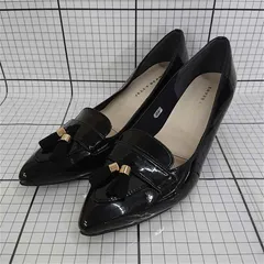 ◇ Θ ジェリービーンズ JELLY BEANS タッセル付きエナメルパンプス ブラック系 24cm レディース E  【1511120020858】