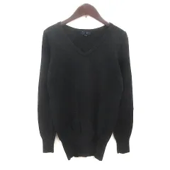 ロペ ROPE ニット カットソー Vネック ウール 長袖 M 黒 ブラック /MS