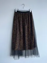 レオパード チュール ロング スカート