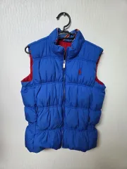 ポロラルフローレン リバーシブル ブルー/レッド ダウン ベスト L