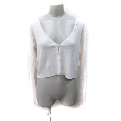 ジーナシス JEANASIS カーディガン ニット リブ 長袖 F 白 オフホワイト /YI