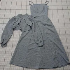 ◇ Θ アースミュージックアンドエコロジー ジャガードキャミワンピースセット グレイッシュブルー レディース F E  【1511120022531】