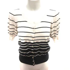 クローラ crolla カーディガン ニット 半袖 ボーダー 黒 ブラック ベージュ /RT