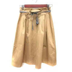 ナチュラルビューティーベーシック NATURAL BEAUTY BASIC スカート フレア ミモレ ロング ウエストマーク M キャメル /RT