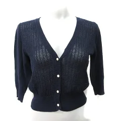 エフデ ef-de カーディガン ニット 七分袖 9 M 紺 ネイビー /YI