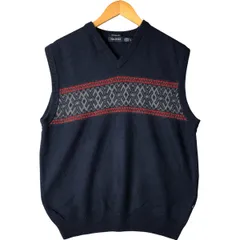 古着 ノーティカ NAUTICA HIGHLAND YARN 総柄 カシミア混 Vネック ニットベスト メンズXL相当/eaa495409のサムネイル