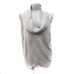 自由区 オンワード樫山 ニット カットソー ノースリーブ ドレープ ケーブル 麻 リネン 40 L ベージュ /YI