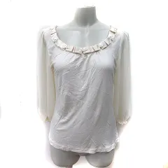 レッセパッセ LAISSE PASSE カットソー 七分袖 切替 シフォン 38 M ベージュ /YIのサムネイル