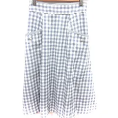 レッセパッセ LAISSE PASSE スカート フレア ミモレ ロング チェック 36 グレー 白 ホワイト /RT