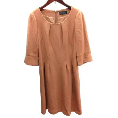 アンタイトル UNTITLED ワンピース ひざ丈 ウール 七分袖 2 M キャメル 茶 ブラウン /AU