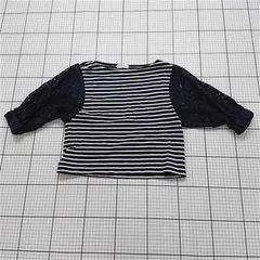 ◇ ⊂ ビューティー＆ユース ユナイテッドアローズ ボーダー レーススリーブカットソー レディース L E  【1512100001805】