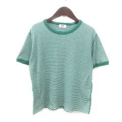 ビームスハート BEAMS HEART カットソー クルーネック ボーダー 半袖 緑 グリーン 白 ホワイト /MS