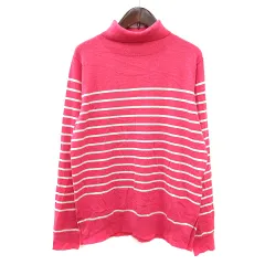 ニコアンド Niko and.. ニット カットソー タートルネック ボーダー 長袖 M ピンク /MN