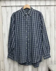ブルー RALPH LAUREN BLAIRE 100 COTTON チェックブルー 長袖シャツ M