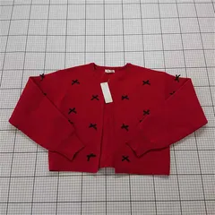 ◇ ⊇ 未使用 リヴィエッタ RIVIETTA バツリボンカーディガン レッド LL レディース E  【1512100002017】