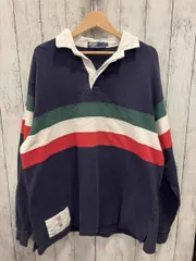POLO RALPH LAUREN ポロラルフローレン マルチボーダー 90s ラガーシャツ 背面フェード 長袖ポロシャツ Lサイズ メンズ