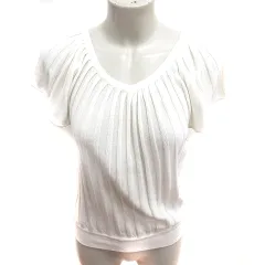 23区 オンワード樫山 ニット カットソー Uネック 半袖 32 アイボリー /RT