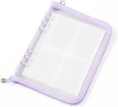 YESprime シール帳 大きめ A5 バインダー リフィル25枚セット ファイル 推し活 収納 女の子 クリア チェキ アルバム 透明 6穴 (パープル)