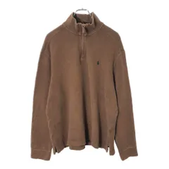 Polo by Ralph Lauren ポロ ラルフローレン ハーフジップ コットンニットセーター ブラウン(メンズ L)中古 古着 V9925