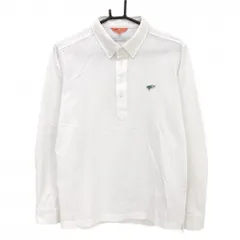 ビームスゴルフ 長袖ポロシャツ 白 ロゴグリーン ボタンダウン メンズ L ゴルフウェア BEAMS GOLF