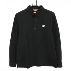 【美品】ビームスゴルフ 長袖ポロシャツ 黒 ロゴライトグレー ボタンダウン メンズ L ゴルフウェア BEAMS GOLF