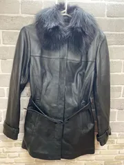 A【A25-83】◇article    サイズ9    ファー付きレザージャケット　黒　無地