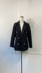 超特価-チェック ツイード ダブル ジャケット