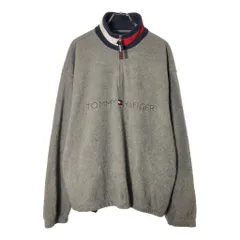 90年代 TOMMY HILFIGER トミーヒルフィガー ハーフジップ フリースジャケット グレー(メンズ L)中古 古着 X0055