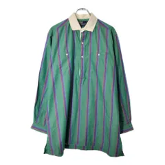 90年代 Polo by Ralph Lauren ポロ ラルフローレン プルオーバーシャツ ストライプ グリーン(メンズ L)中古 古着 X0063