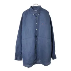 Polo by Ralph Lauren ポロ ラルフローレン BLAKE リネンシャツ ネイビー(メンズ XXL相当)中古 古着 X0065