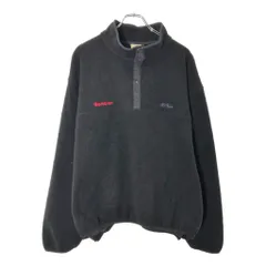 90年代 USA製 L.L.Bean エルエルビーン ハーフスナップ フリースジャケット アウトドア ブラック(メンズ XL)中古 古着 X0076