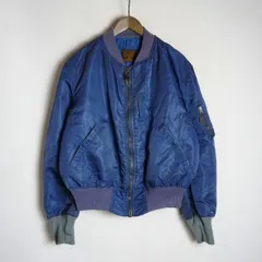 90S ALPHA INDUSTRIES アルファインダストリーズ 50S 復刻 U.S. AIR FORCE MA-1 フライト ジャケット 米国製 ビンテージ 紺 L 420P★4
