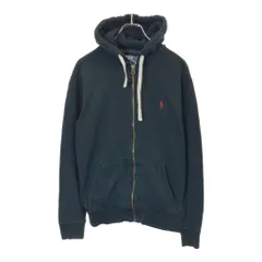 Polo by Ralph Lauren ポロ ラルフローレン ワンポイントロゴ フルジップスウェットパーカー ブラック(メンズ L)中古 古着 X0581