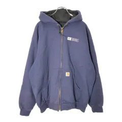 Carhartt カーハート フルジップスウェットパーカー 企業ロゴ ネイビー(メンズ XL)中古 古着 X0558