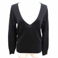 クローラ crolla ニット カットソー Vネック 長袖 ウール 黒 ブラック /YK