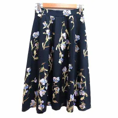 エージーバイアクアガール AG by aquagirl フレアスカート ミモレ ロング 花柄 M 紺 ネイビー /YK