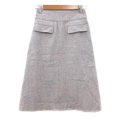 ナチュラルビューティーベーシック NATURAL BEAUTY BASIC フレアスカート ミモレ ロング ウール XS ダスティピンク /MN