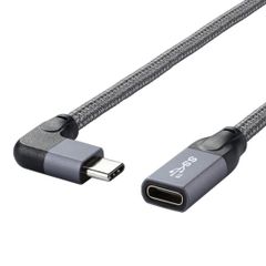 chenyang 90 Degree Angle Extension Nylon Braided Cable for Data Transfer, Fast Charging, Male to Female, C Type 2 Gen 0.2M 3.1 USB to USB C Extension Cable
