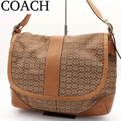 【良品】コーチ ソーホー マイクロシグネチャー ショルダーバッグ ブラウン