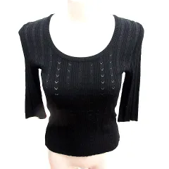 23区 オンワード樫山 ニット カットソー Uネック 長袖 32 黒 ブラック /RT