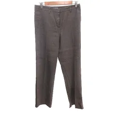 セオリーリュクス theory luxe パンツ スラックス センタープレス 麻 リネン 40 L 茶 ブラウン /AU