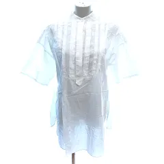 ジャーナルスタンダードレサージュ journal standard L'essage シャツワンピース ミニ バンドカラー 五分袖 白 ホワイト /AU